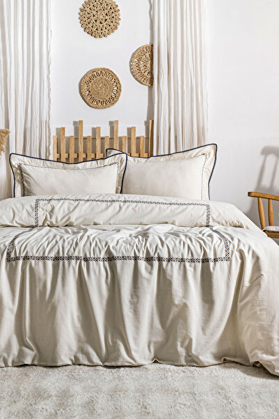 Elart Sahra Duvet Cover Set Double Elastic Sheet 100% Cotton Embroidered (200...