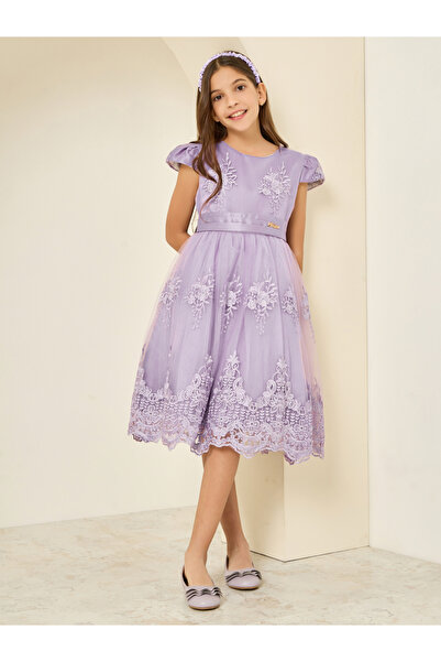 Styli فستان شبكي مطرز للفتيات المراهقات