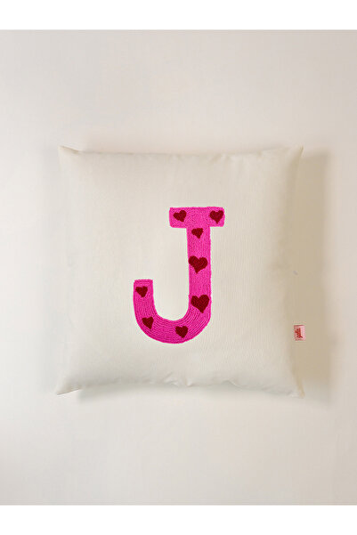 Galia Tasarım Valentine's Day Special Letter J Heart Decorative Pillowcase