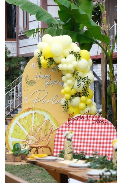 Çemrek Süs Parti Açık ve Koyu Sarı Balon Zinciri Seti 100 lü