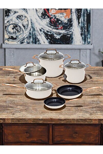 Al Nokhba طقم أواني طهي ريمي أوليفييه مالقة مكون من 10 قطع، مصنوع من الفولاذ ...
