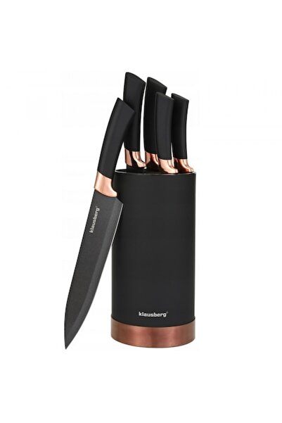 Klausberg Set cuțite cu suport KB 7614, 6 piese, oțel inoxidabil, negru/cupru