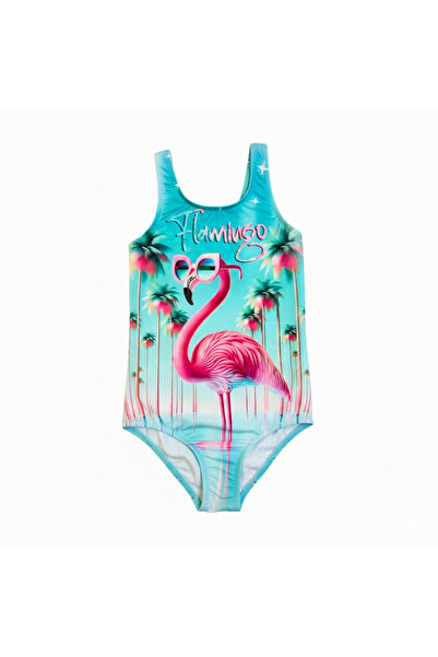 FırsatYeri ملابس سباحة للفتيات مع نظارات ونقشة فيلامينجو، ملابس سباحة مريحة س...