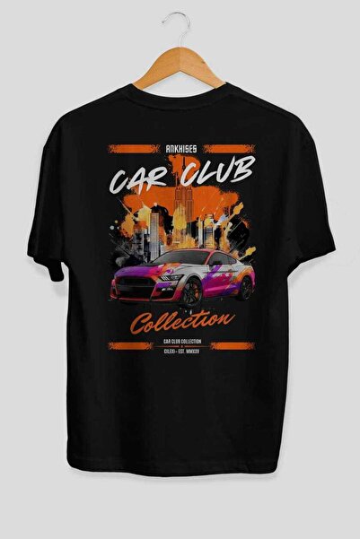 Ankhises Tricou negru oversize cu imprimeu pe spate din seria Car Club 24, 10...