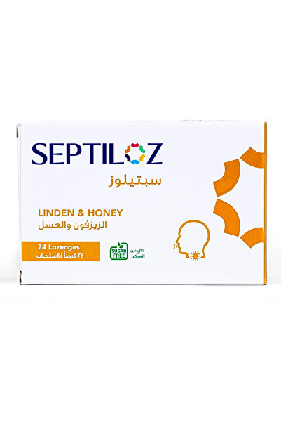 Septiloz معينات بنكهة الزيزفون والعسل خالية من السكر - مهدئة لطيفة - 24 معينة
