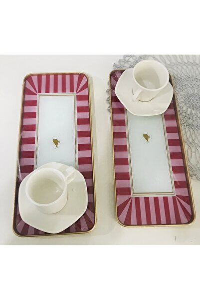 İPEKYOLU PAZRLAMA Kahve Sunum Tepsisi Gold Oval Sunum Tepsisi