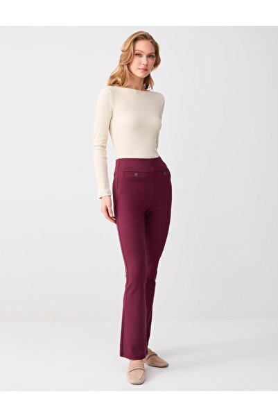 Jimmy Key Pantaloni tricotați cu talie înaltă, croială slim, cu picior larg, ...