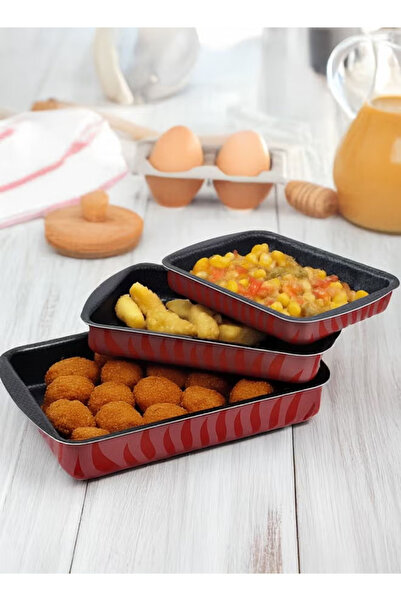 Cady One 3-piece rectangular oven tray set, thick, heat-resistant, and non-st...