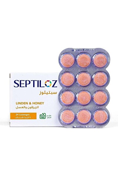 Septiloz معينات بنكهة الزيزفون والعسل خالية من السكر - مهدئة لطيفة - 24 معينة