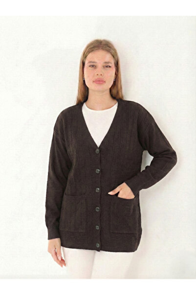 Lanze Mother's Buttoned Full Knit Knitwear Cardigan 04