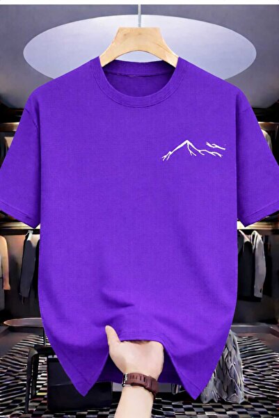 New Shine Μωβ μπλουζάκι με σχέδιο βουνού