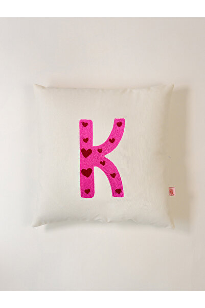 Galia Tasarım Valentine's Day Special Letter K Heart Decorative Pillowcase