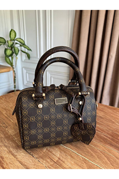 MyleeButik Brățară cu charm inimă cu model monogramă pentru femei, maro, și g...