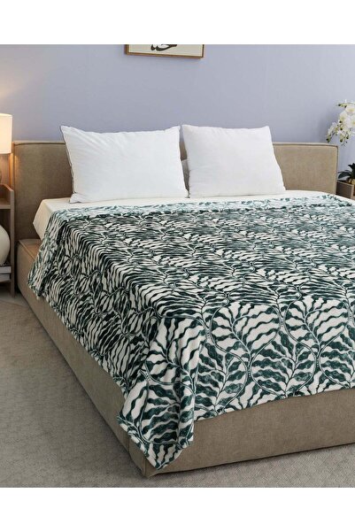 REDTAG Green Floral Printed Blanket (Double Size)