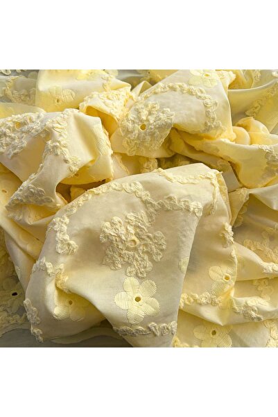 Doray Kumaş Çiçek Brode Nakış İşlemeli Vual Kumaş | Elbiselik Kumaş | DRY 3013