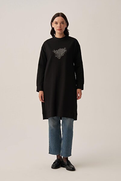 ALLDAY Black-Cotton Stoned Tunic