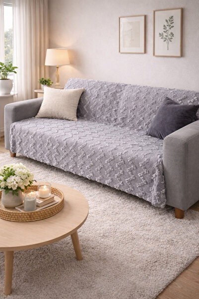 Gizo Home Şönil Jakar Kumaş Kaydırmaz Bohem, Sakallı Koltuk Örtüsü, Kanepe Ör...