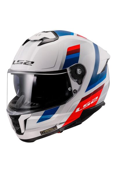 LS2 STREAM2 VINTAGE BEYAZ MAVİ KIRMIZI FULL FACE MOTOSİKLET KASKI ECE 22.06 v...