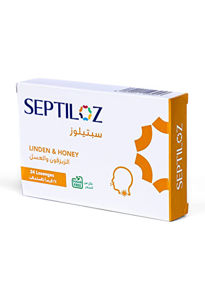 Septiloz معينات بنكهة الزيزفون والعسل خالية من السكر - مهدئة لطيفة - 24 معينة