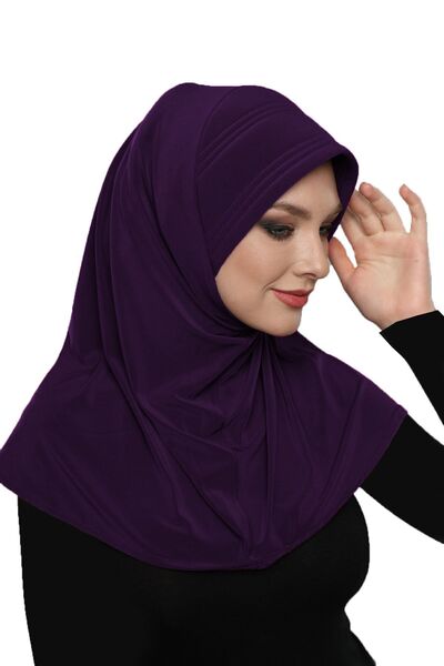 elysianfidan Takmatik Sade Purple Instant Turban Tesettür, șapcă pentru pisci...