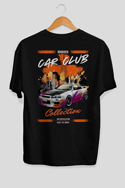Ankhises Tricou negru oversize cu imprimeu pe spate din seria Car Club 30, 10...