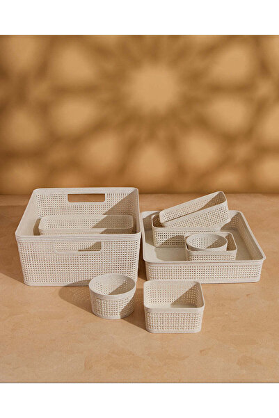 REDTAG Beige Plastic Storage Basket Set (10 Piece)