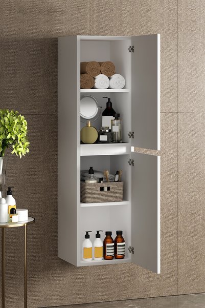 ÖZCEDEN Yıldız 35*130 cm Beyaz MDF Asma Banyo Boy Dolabı