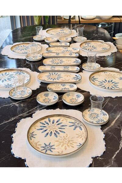 Onedekor 29 Parça Mione Blue Porselen Kahvaltı Takımı