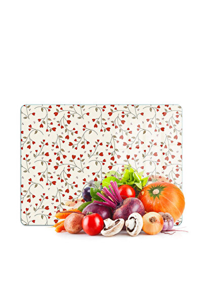 Decovetro Glass Cutting Board and Presentation Plate Love Series with Tiny He...