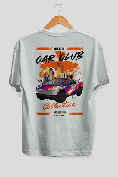 Ankhises Automobilski klub serija 36 zadnji Štampano beli Oversize kroj T-shi...