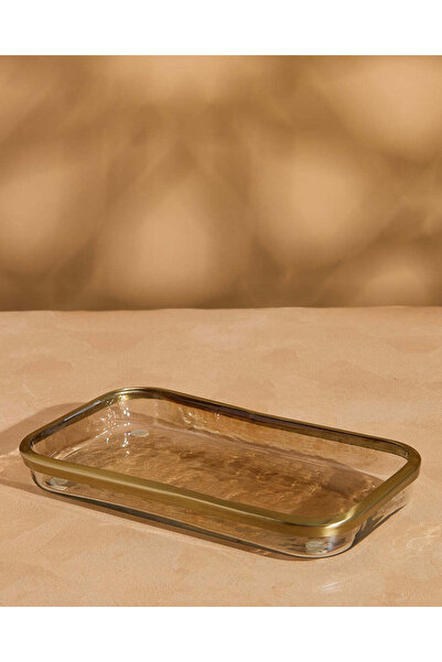 REDTAG Gold Luster Hammered Glass Rectangle Amenity Tray