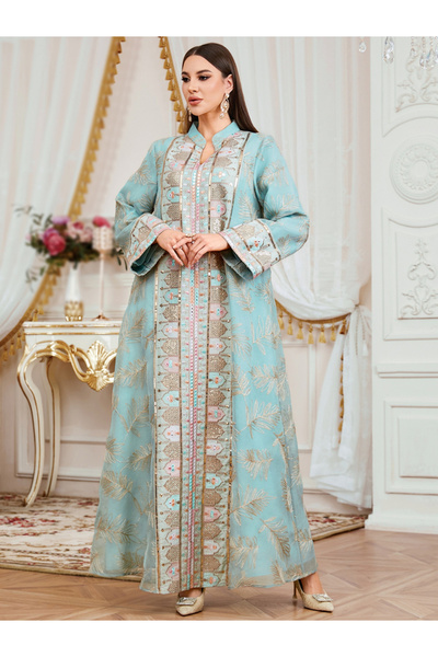 Take Two By Styli Women Textured Sequin Patch Collared Jalabiya