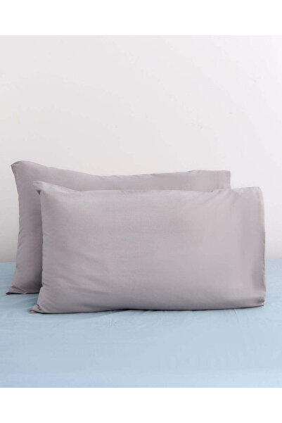 REDTAG Grey Plain Cotton Pillowcase Set (2 Piece)