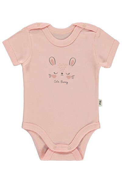 Civil Baby Cute Bunny Baskılı 1-36 Ay Çıtçıtlı Badi - Pembe 3-6 Ay