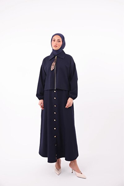 VOICTEC Double Crepe Zippered Skirt Blouse Set