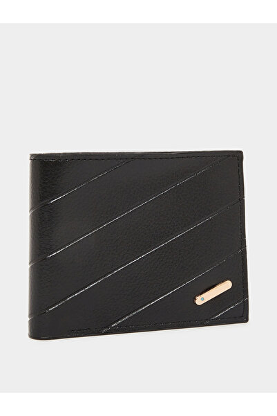 Styli Black Textured Bifold Wallet for Men