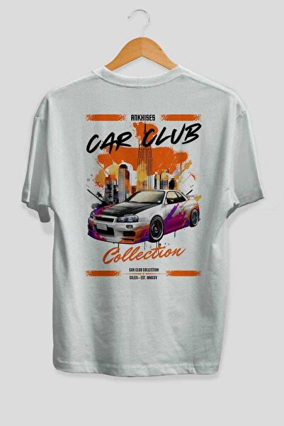 Ankhises Μπλουζάκι Car Club Series 30 με στάμπα στο πίσω μέρος, λευκό, oversi...