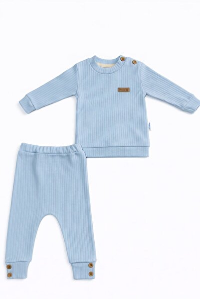 Bebek Mavi 2'li Takım Uzun Kollu Sweatshırt & Pantolon
