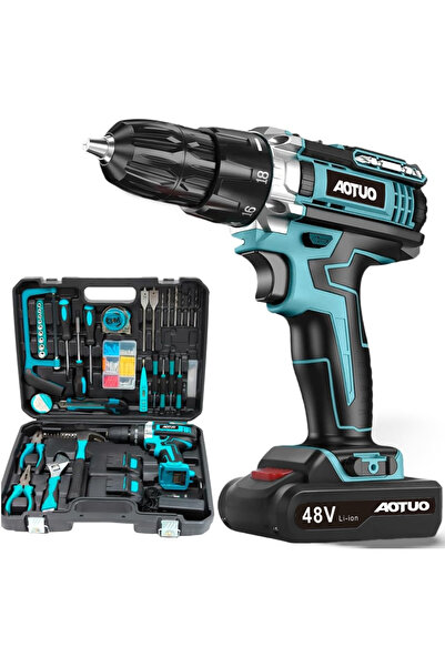 AOTUO Automotive and Household Tool Set - Hammer Drill Tool Kit - Home DIY To...