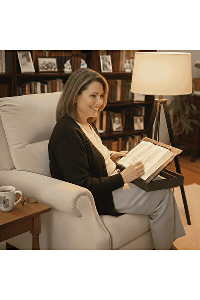 Vigo Wood Minderli Kitap Okuma Standı Antik MKOS45