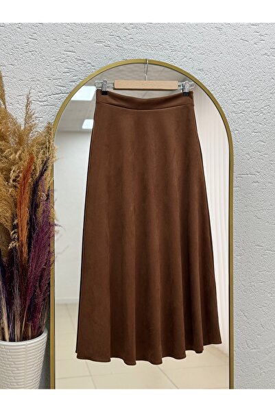 MİHRA STORE Gönül Suede Skirt Mt.001-Bn4272 Tan