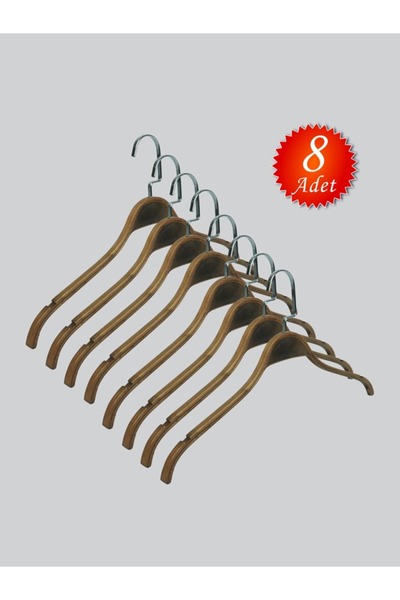 NYN ДЕРЕВ'ЯНИЙ 8061-Ç Нікель Срібний Гачок для одягу, блузки та сорочки 8 штук