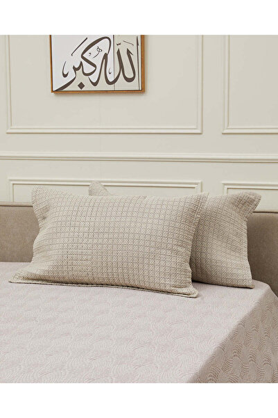 REDTAG Beige 2-Piece Jacquard Pillowcase Set