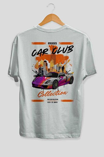 Ankhises Car Club Series 35 Бяла тениска с голям размер и печат на гърба 100%...