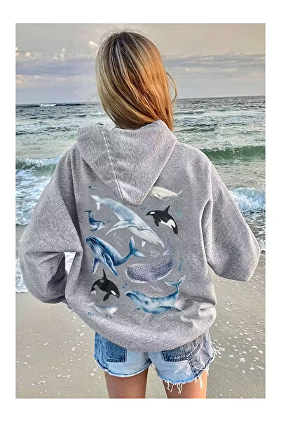 PENTHİLUS Whales Printed Oversize Sweatshirt