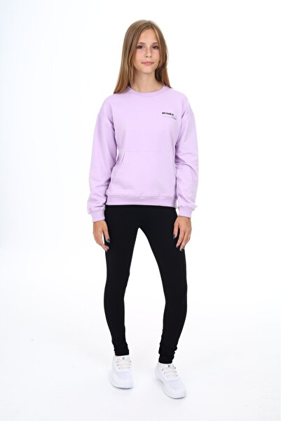 Toontoy Girl's 2-Piece Set Printed Crew Neck Drop Shoulder Pocket Sweatshirt ...