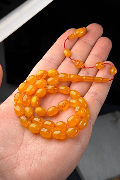 TESBİHKENTİ Systematic Work 0.6 Delim Workmanship Crimped Amber Prayer Beads
