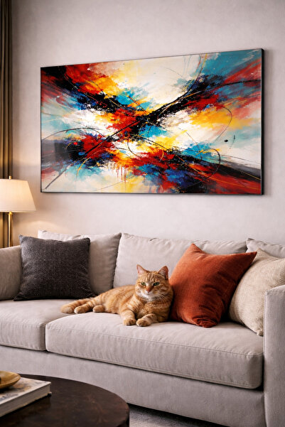 Dekor Soyut Temperli Cam Duvar Sanatı - Renkli Ev Dekorasyonu