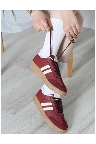 lias desing Burgundy Youth Sneakers with White Bands