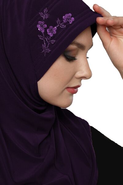 elysianfidan غطاء رأس طبي جاهز مطرز بالخرز اليدوي على شكل حجر تاكماتيك باللون...